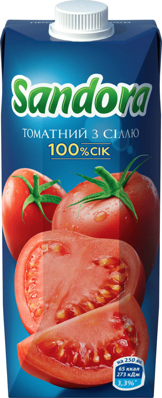 Сік SANDORA томатний, відновлений, стерилізований, 0,5 л (4820001448559)